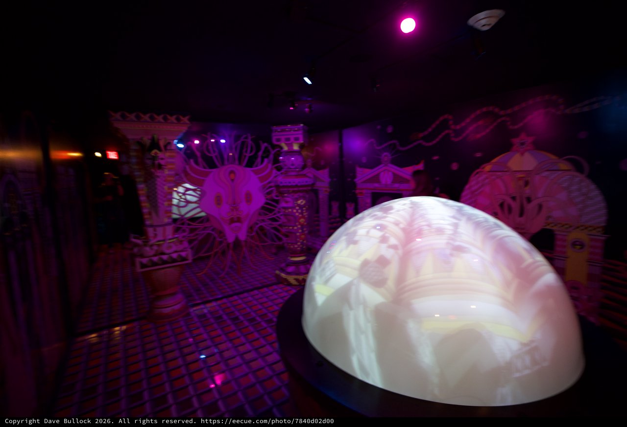 Illuminated Dome in Purple-Lit Immersive Art Installation