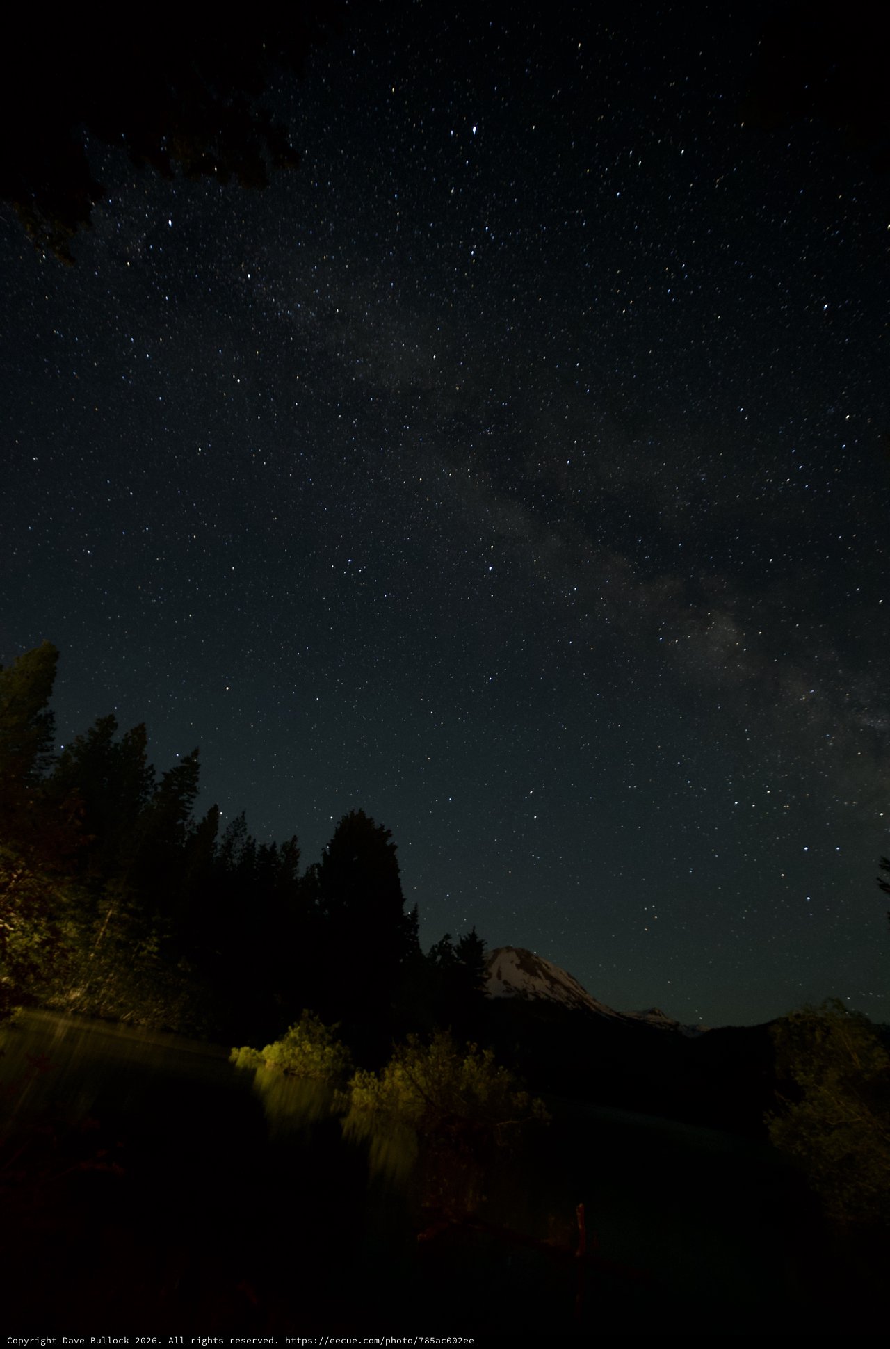 Milky Way Arches Over Mount Lassen at Night