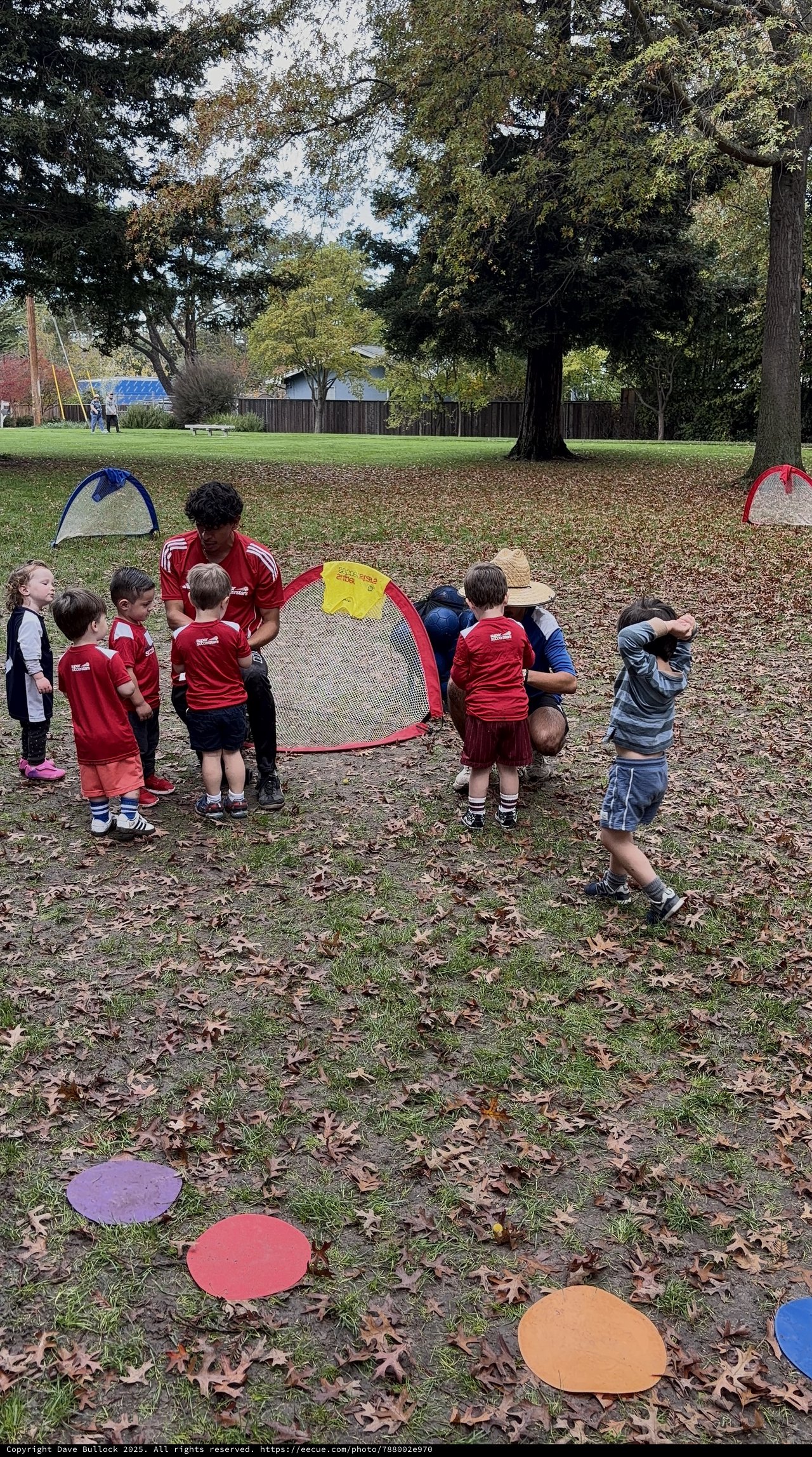 Youth Soccer Practice with Pop-Up Goals in Autumn Park