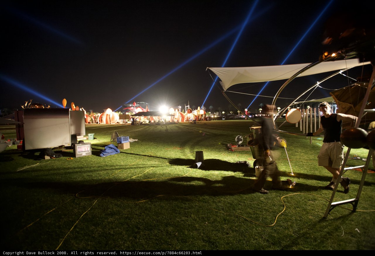 Night time concert tent