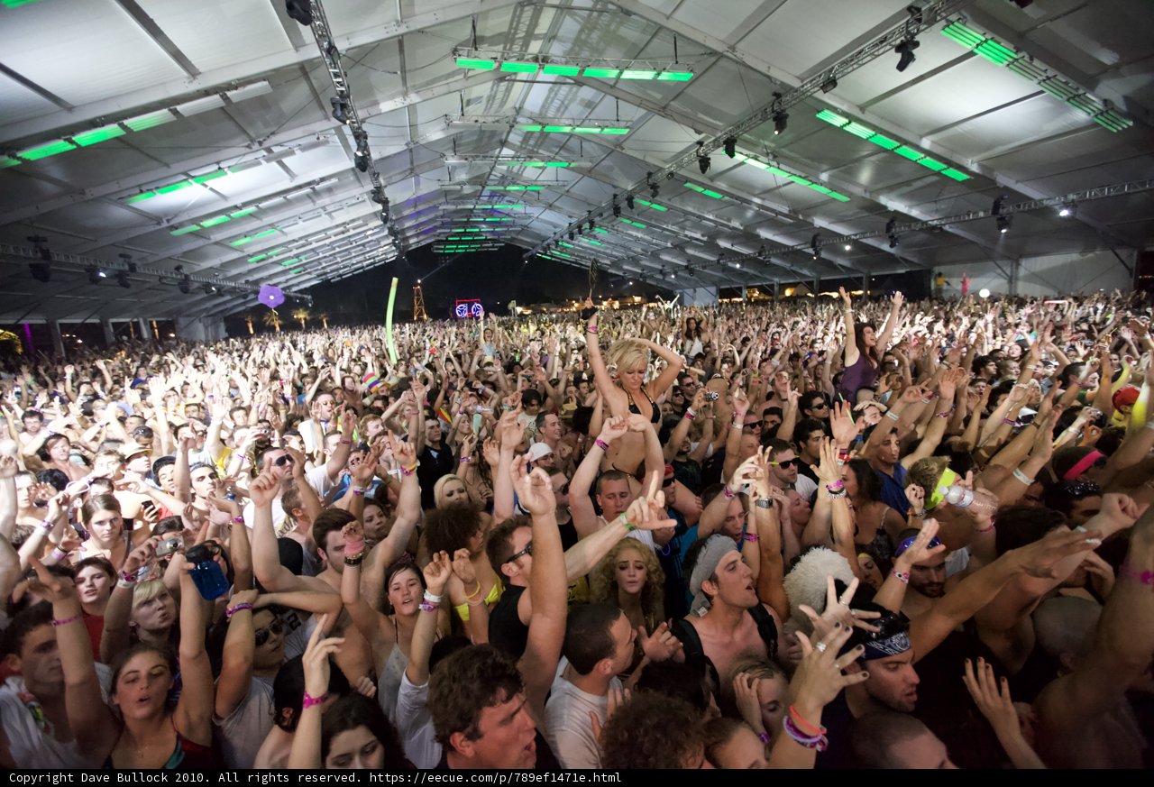 Urban Concert Crowd at Coachella Music Festival