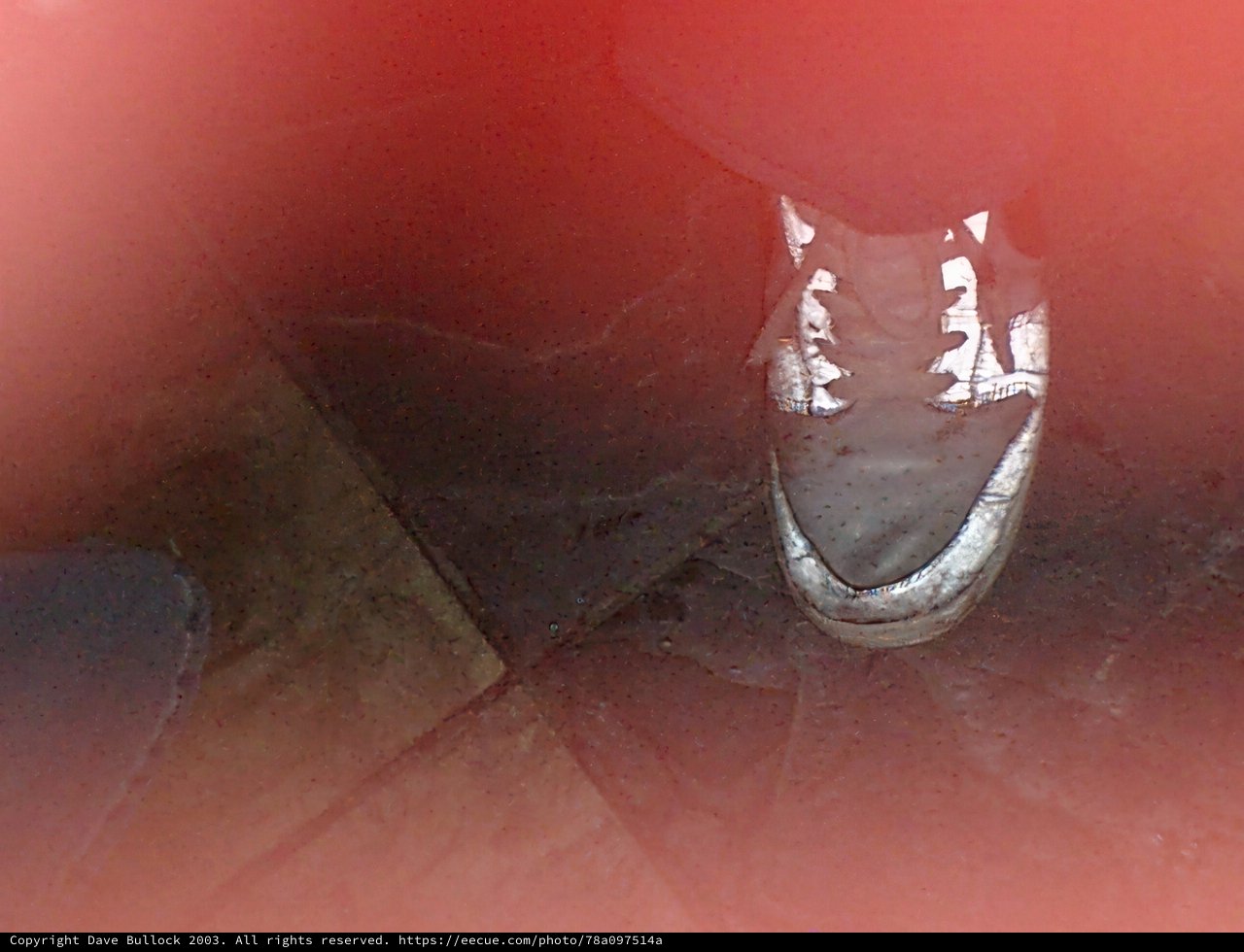 Red is for stepping up Caption: A person wearing white sneakers standing on a red floor