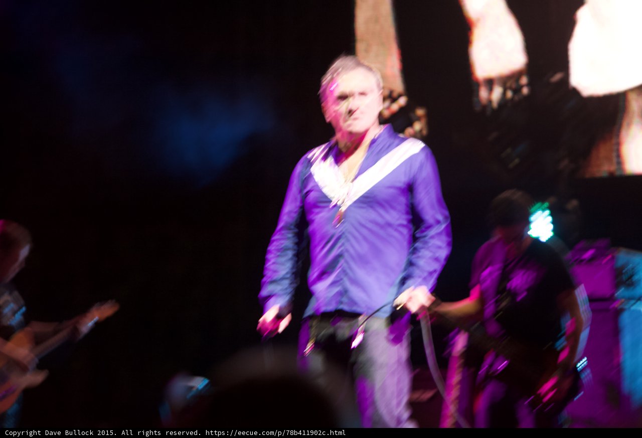 Morrissey Motion Blur Blue Shirt Necklaces Guitarist Both Sides Smiths Dangling Hands Screen Magenta Lighting