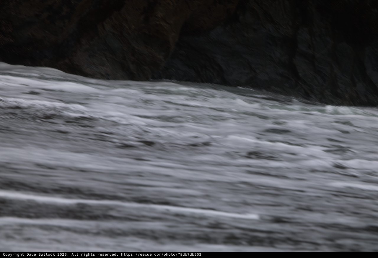 Churning Ocean Waves Against Dark Rocky Cliffs