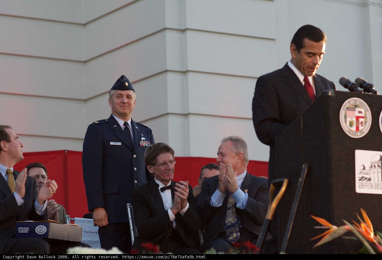 Mayor Antonio Villaraigosa Addresses a Crowd at a Press Conference