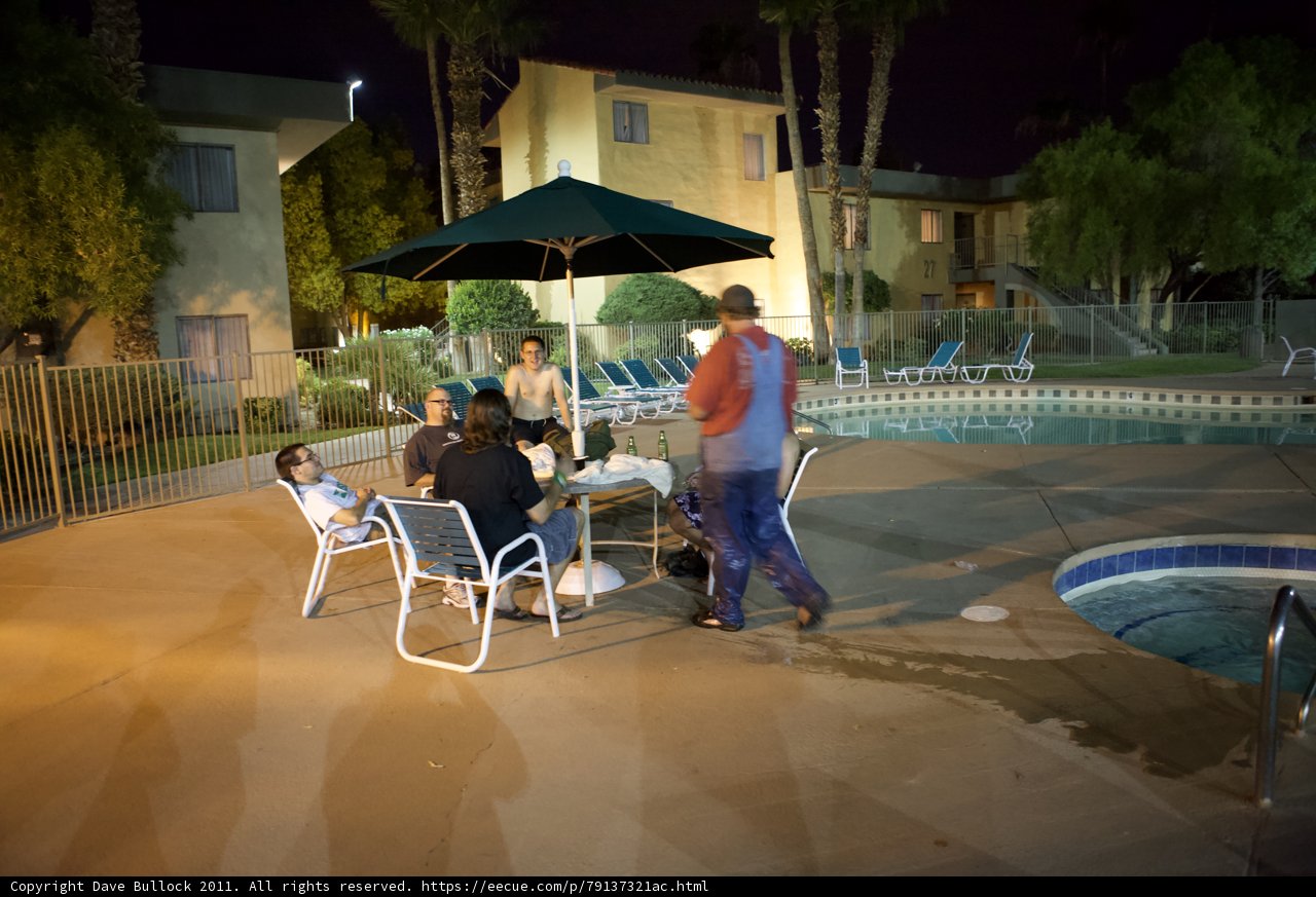 Nighttime Poolside Gathering