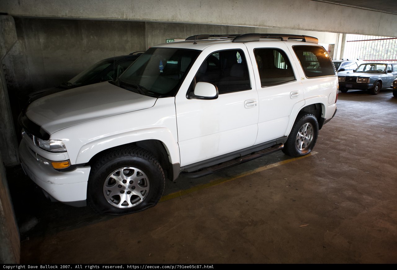 White SUV in the Parking Garage