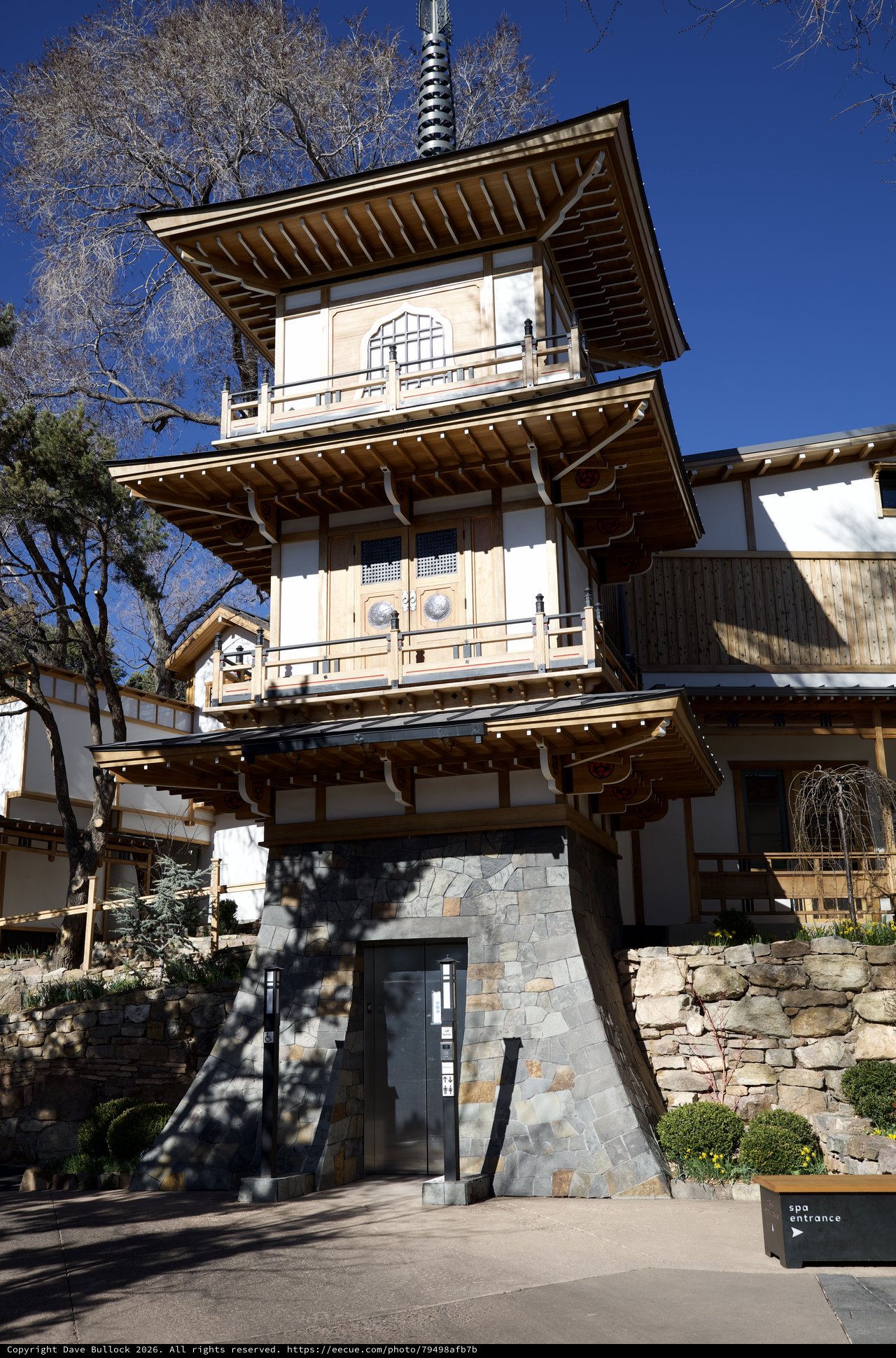 Japanese-Inspired Pagoda Tower at Mountain Spa Resort