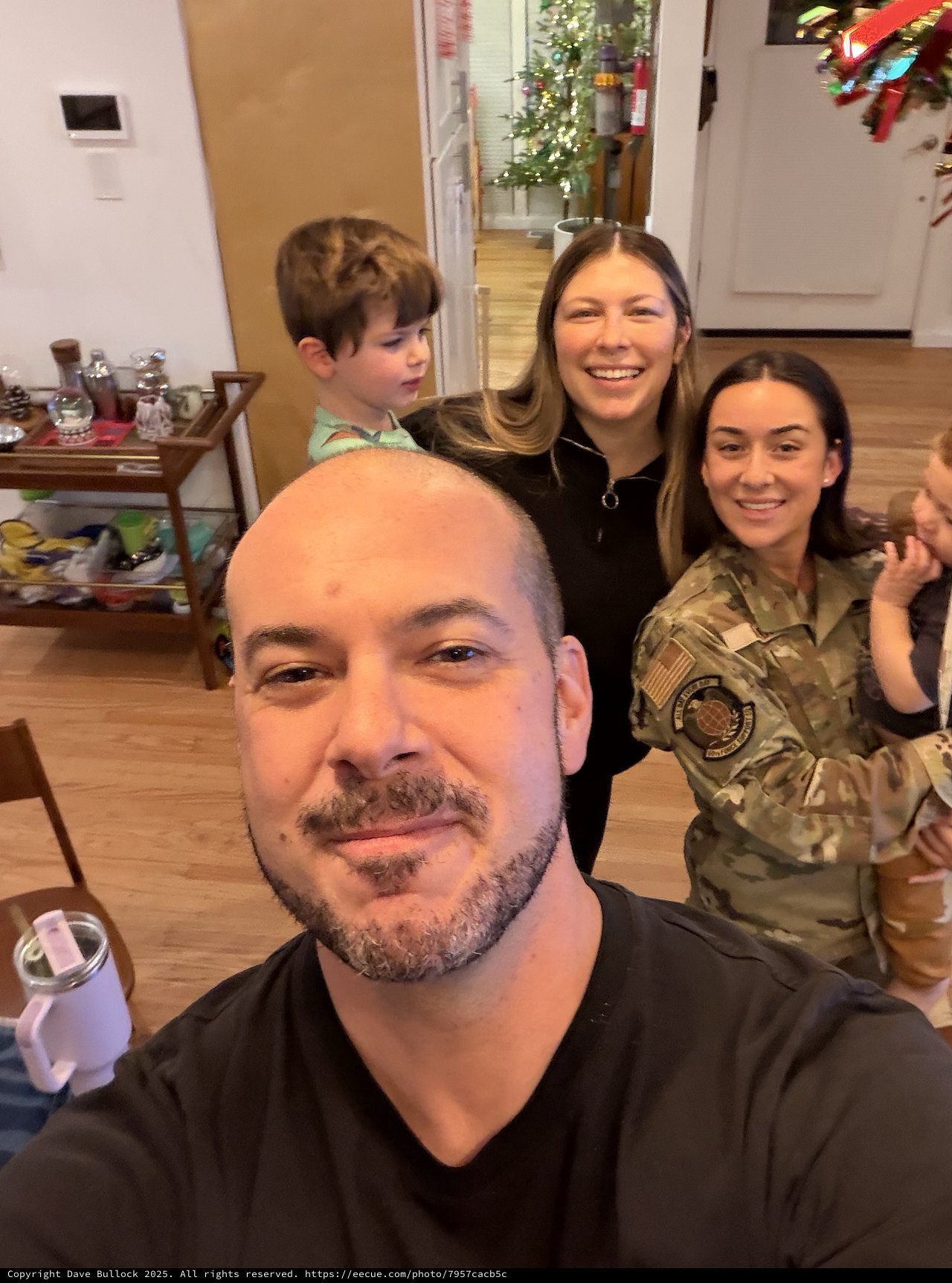 Military Family Holiday Selfie at Home