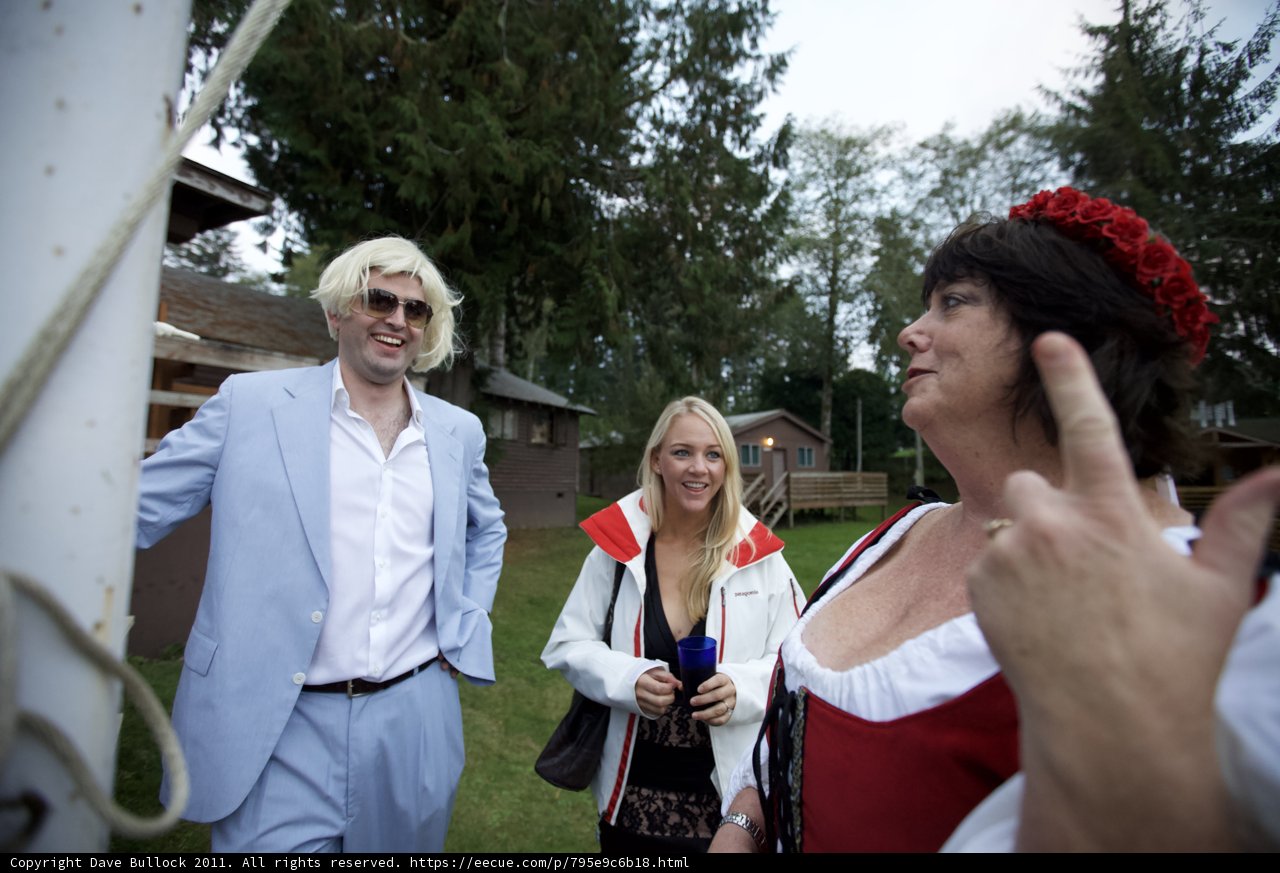 Wig and Red Dress Wedding Look