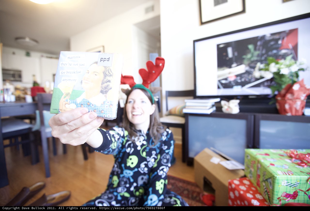 Joyful Christmas Morning Gift Reveal in Reindeer Ears