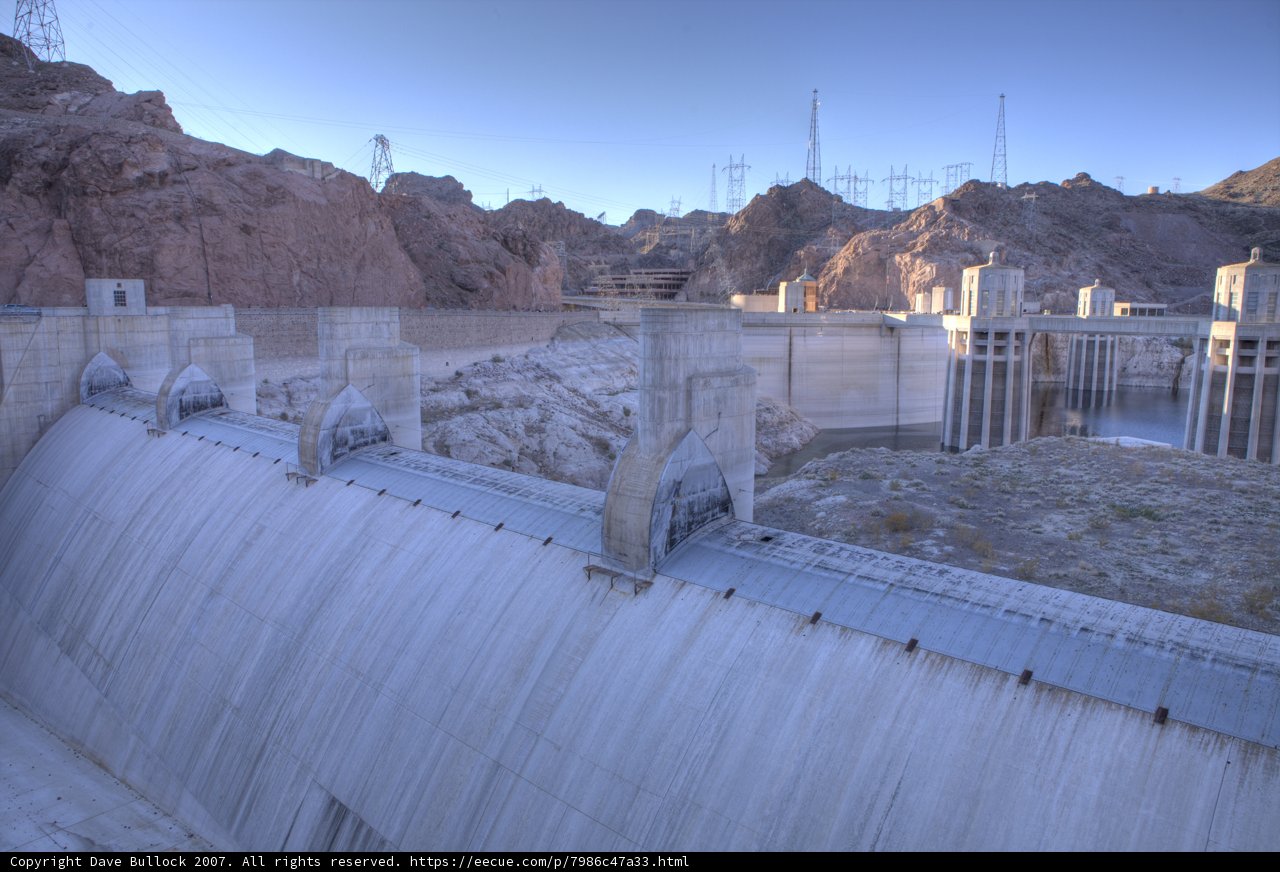 Majestic Hoover Dam Against the Blue Sky