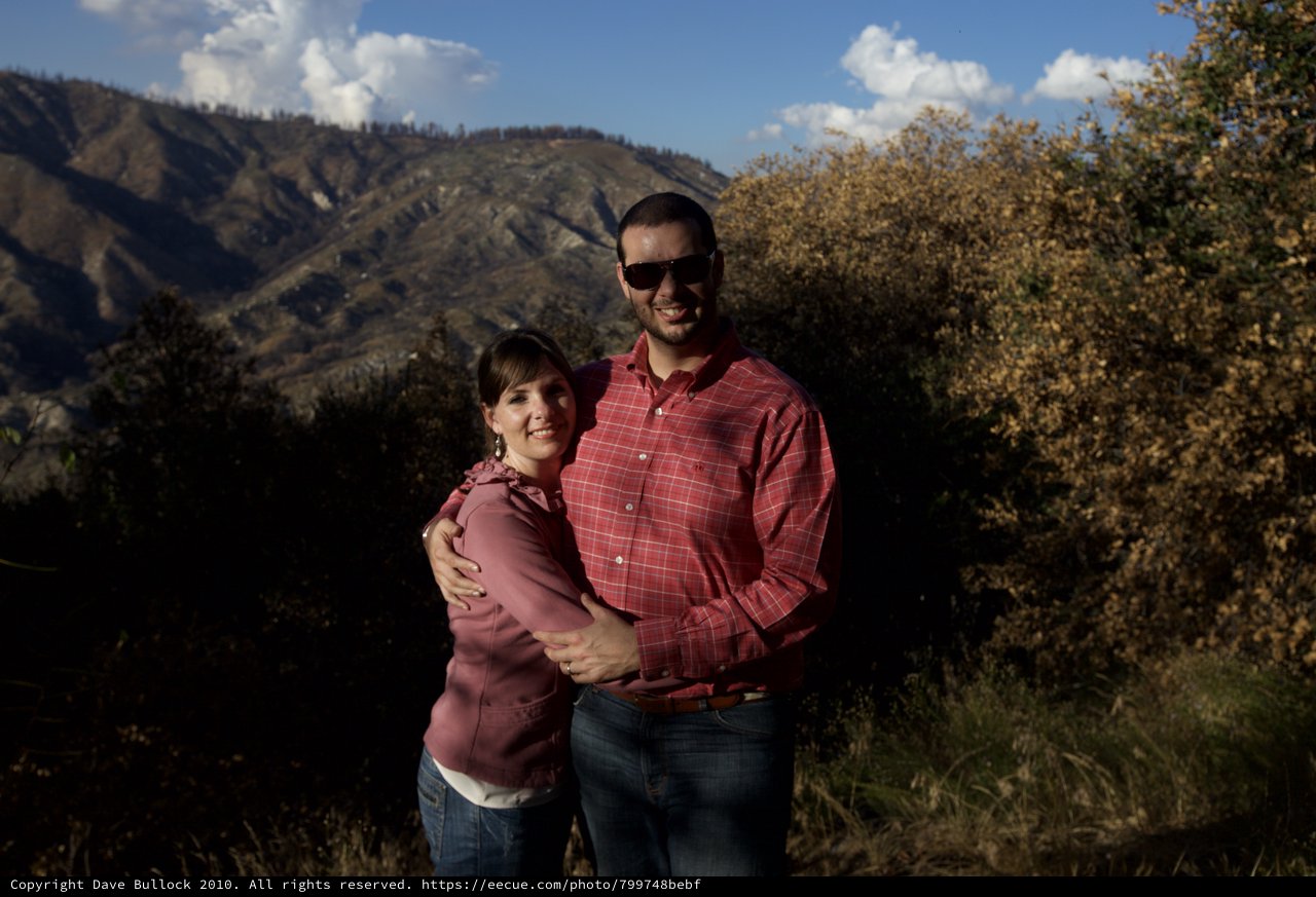 Couple Embracing in Angeles Crest Mountain Landscape