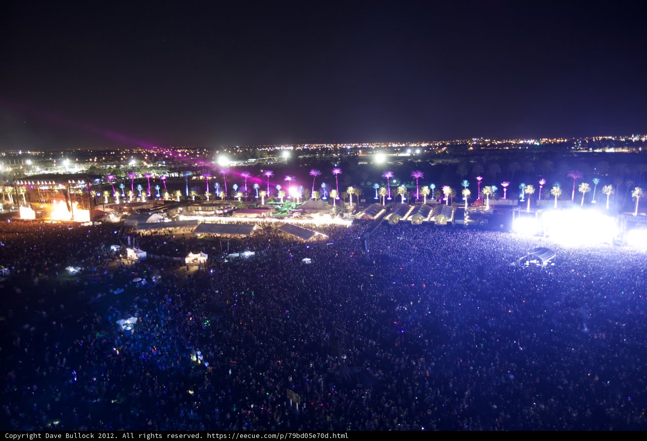 Illuminated Nightlife at Coachella Music Festival