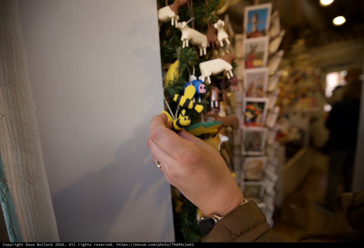 Hand Holding Miniature Bee Figurine in Gift Shop