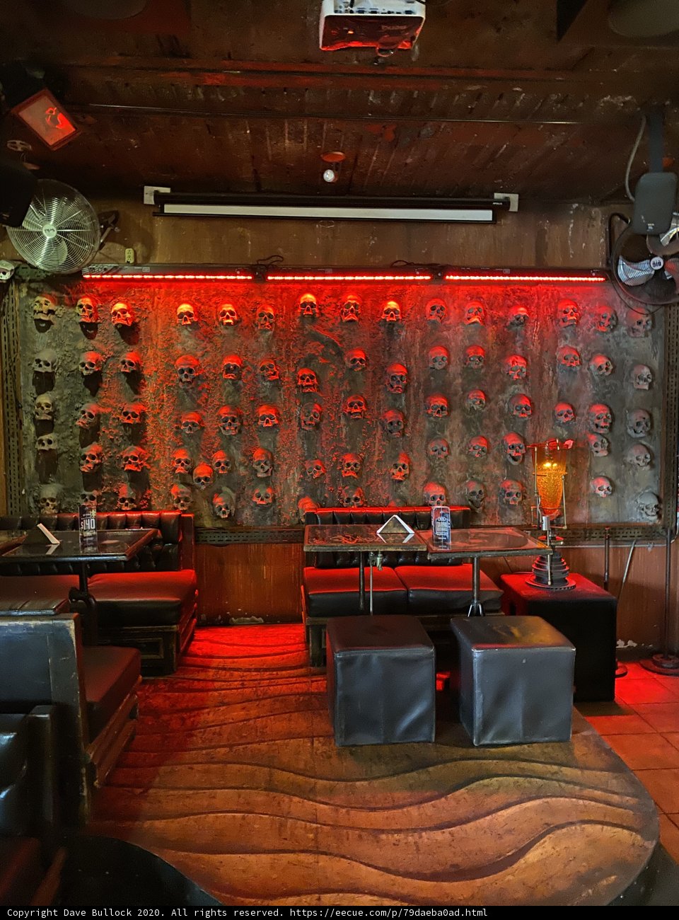 Skulls and Red Light at the Bar