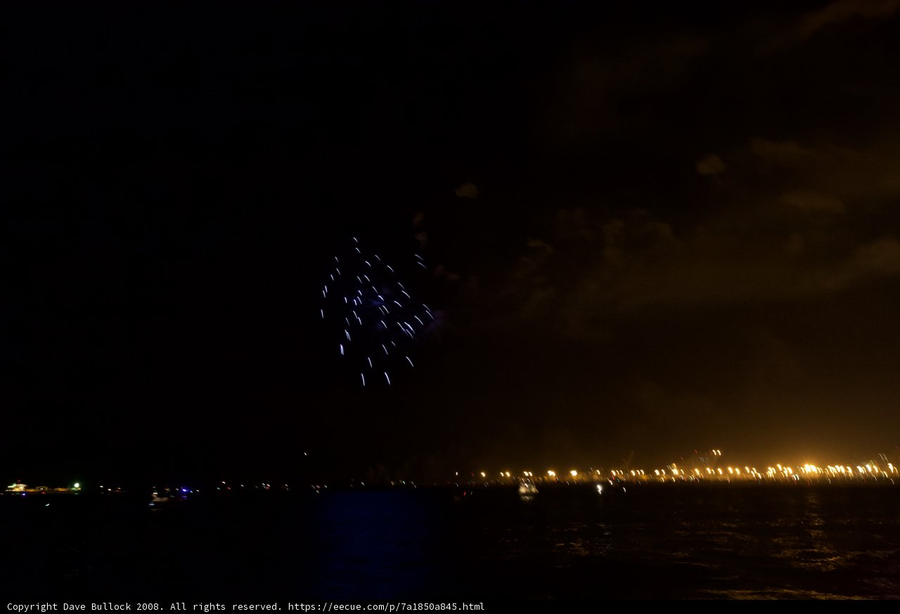 Spectacular Fireworks Display over the Night Sky and Water