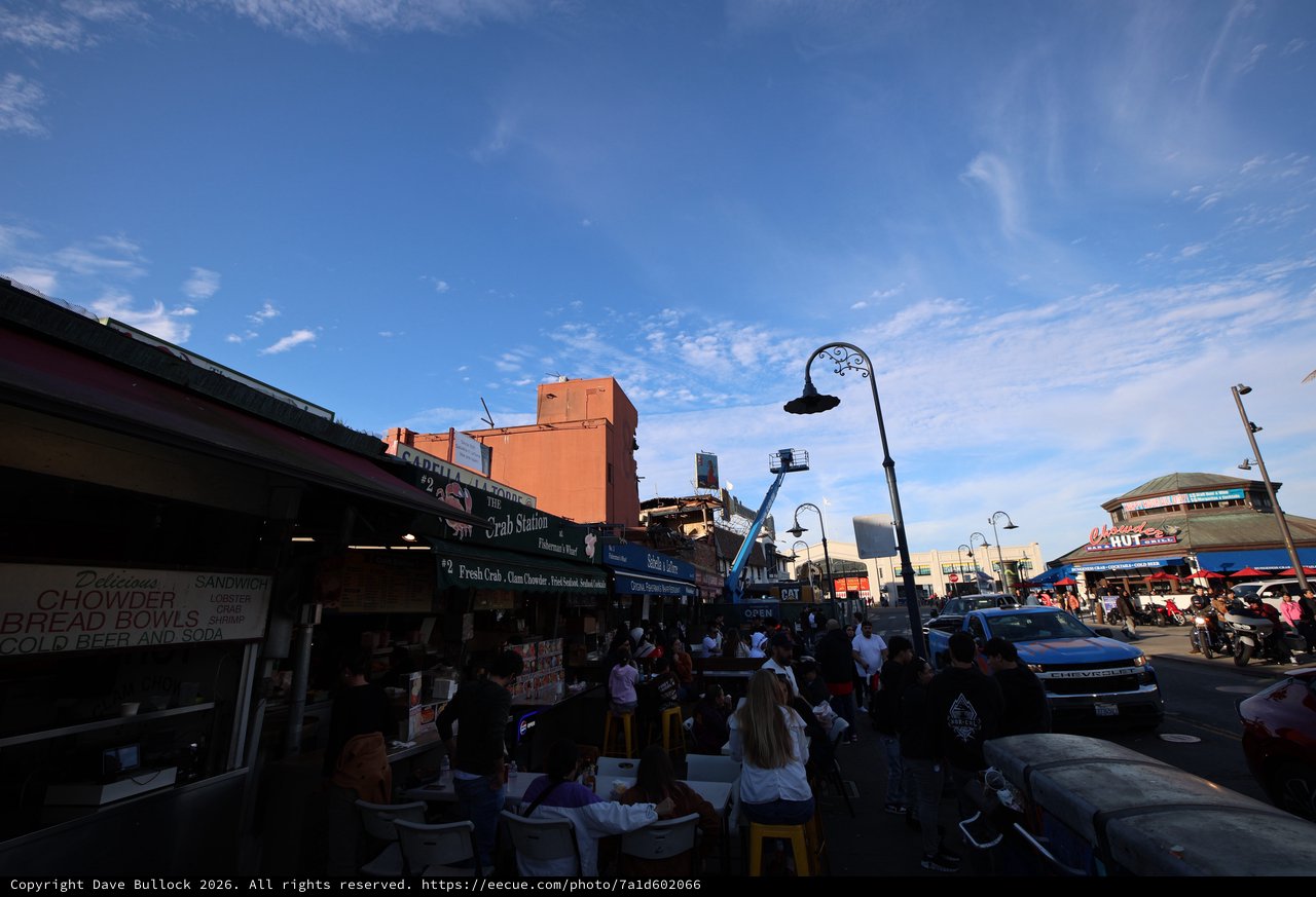 Bustling Fisherman's Wharf at Golden Hour in San Francisco