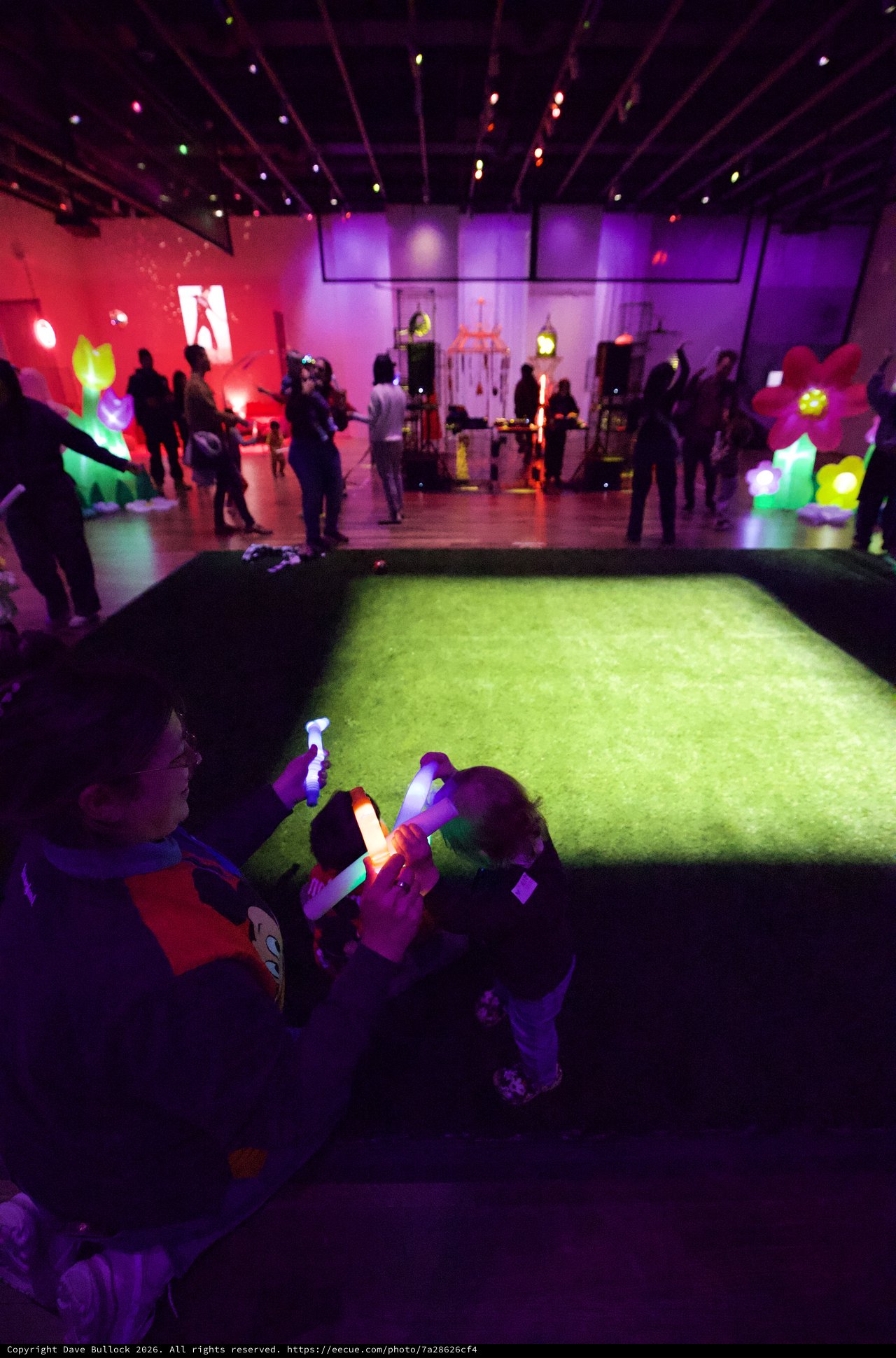 Children at Colorful Baby Rave Art Installation