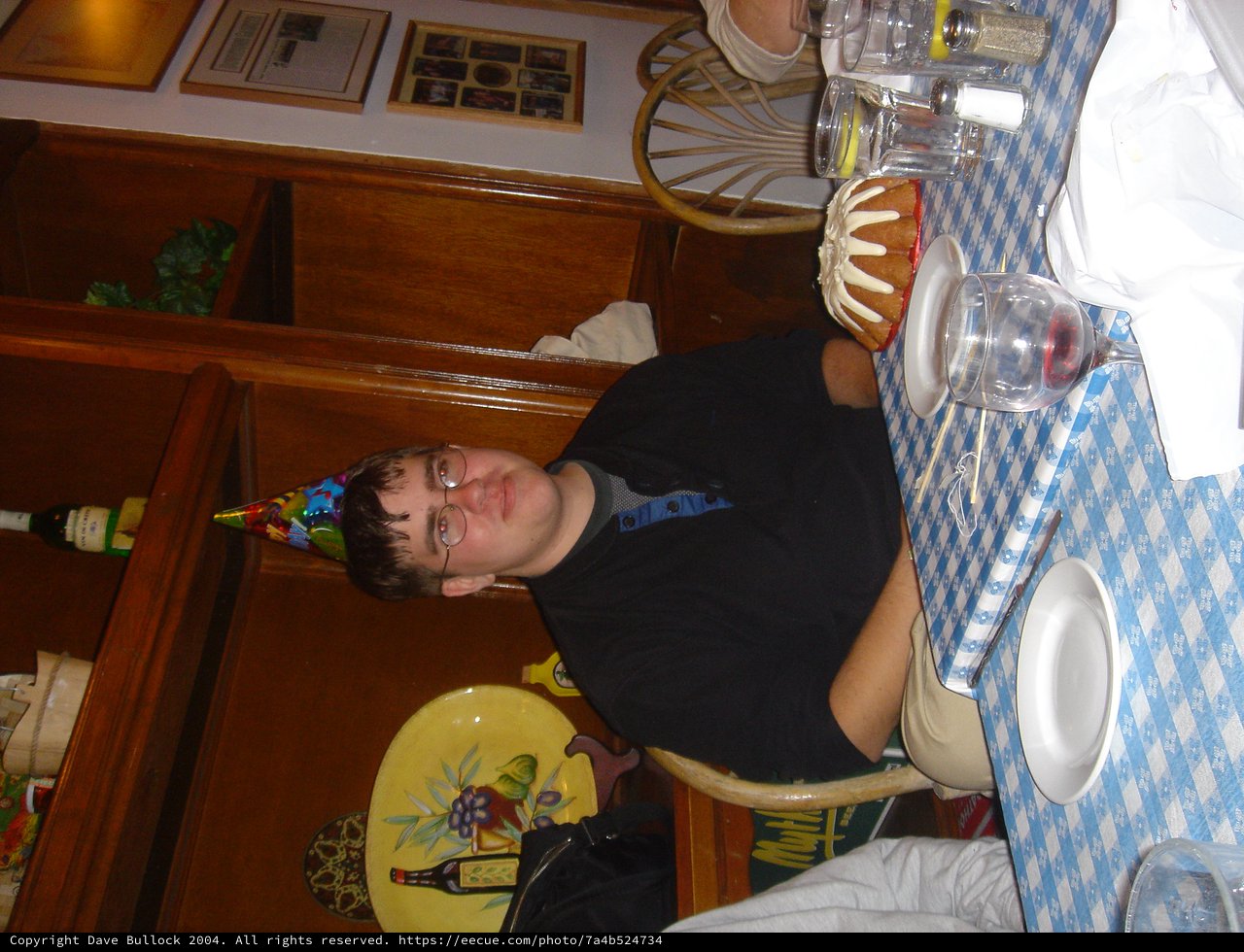 Young Man Celebrates Birthday at Italian Restaurant