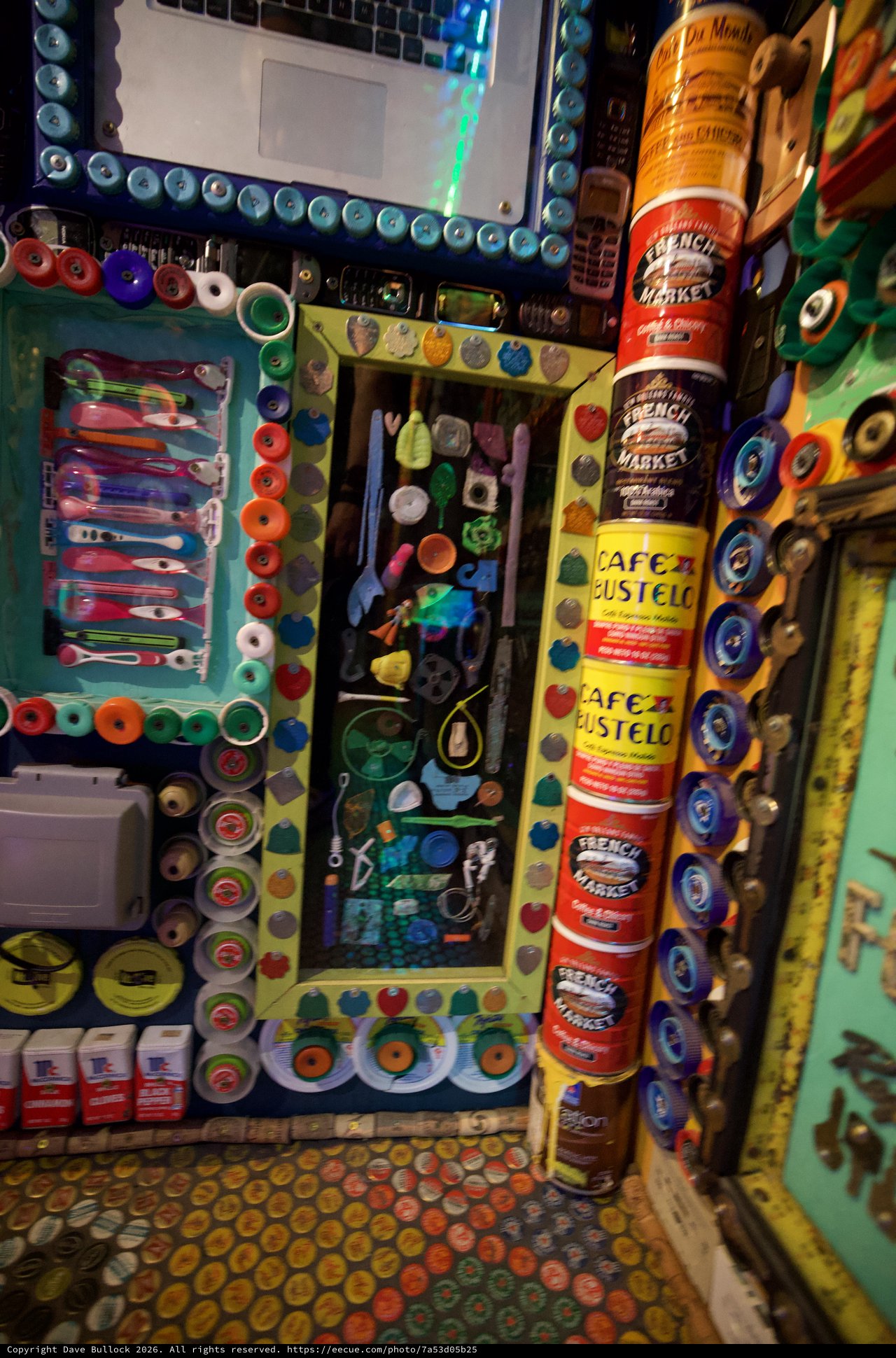 Eclectic Mixed-Media Art Installation with Found Objects