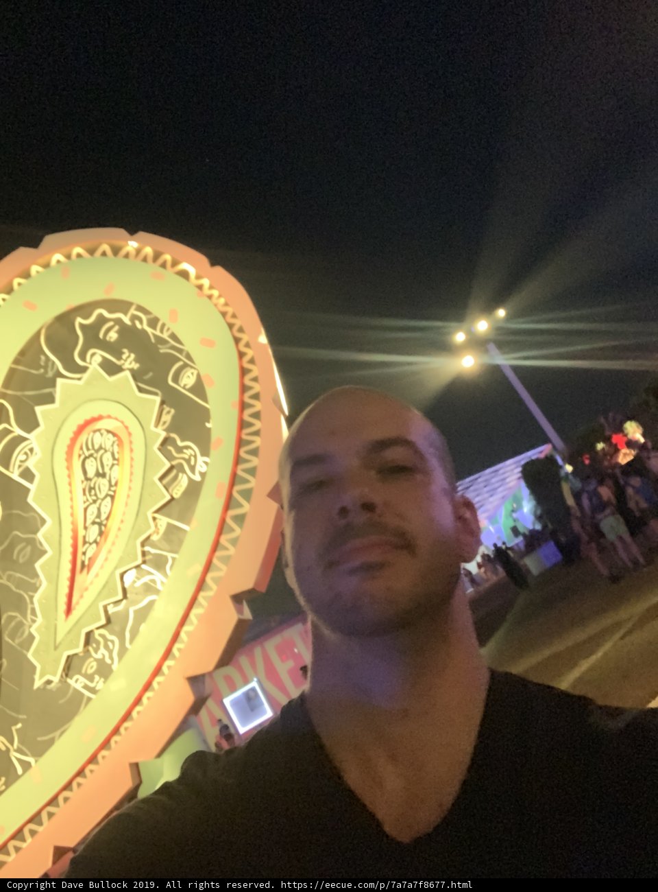 Night sky selfie with giant kite