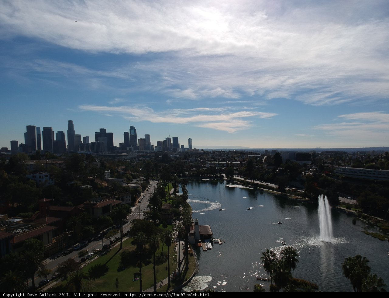 Urban Skyline Over Echo Park Lake