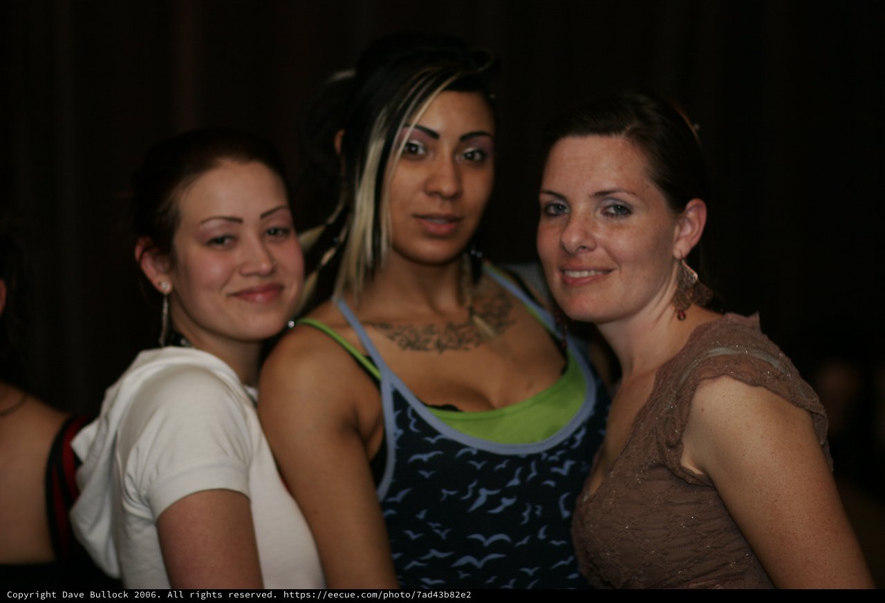 Three Friends Celebrating at a Nightclub Party