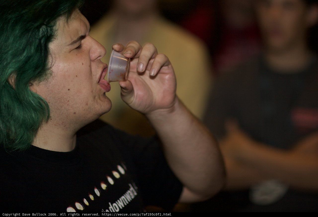 Green-haired Man Quenches his Thirst