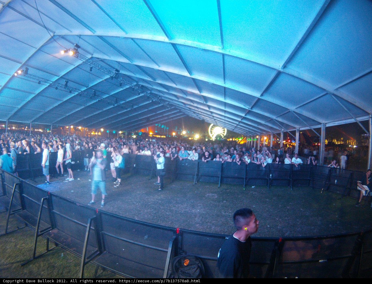 Nighttime Concert Crowd in a Tent