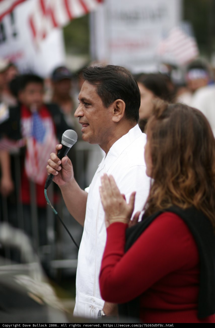 Addressing the crowd