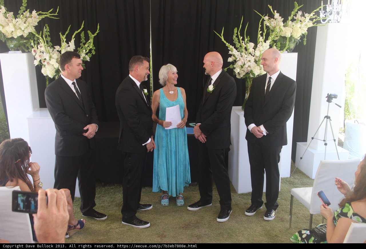Wedding Party with Flower Arrangements