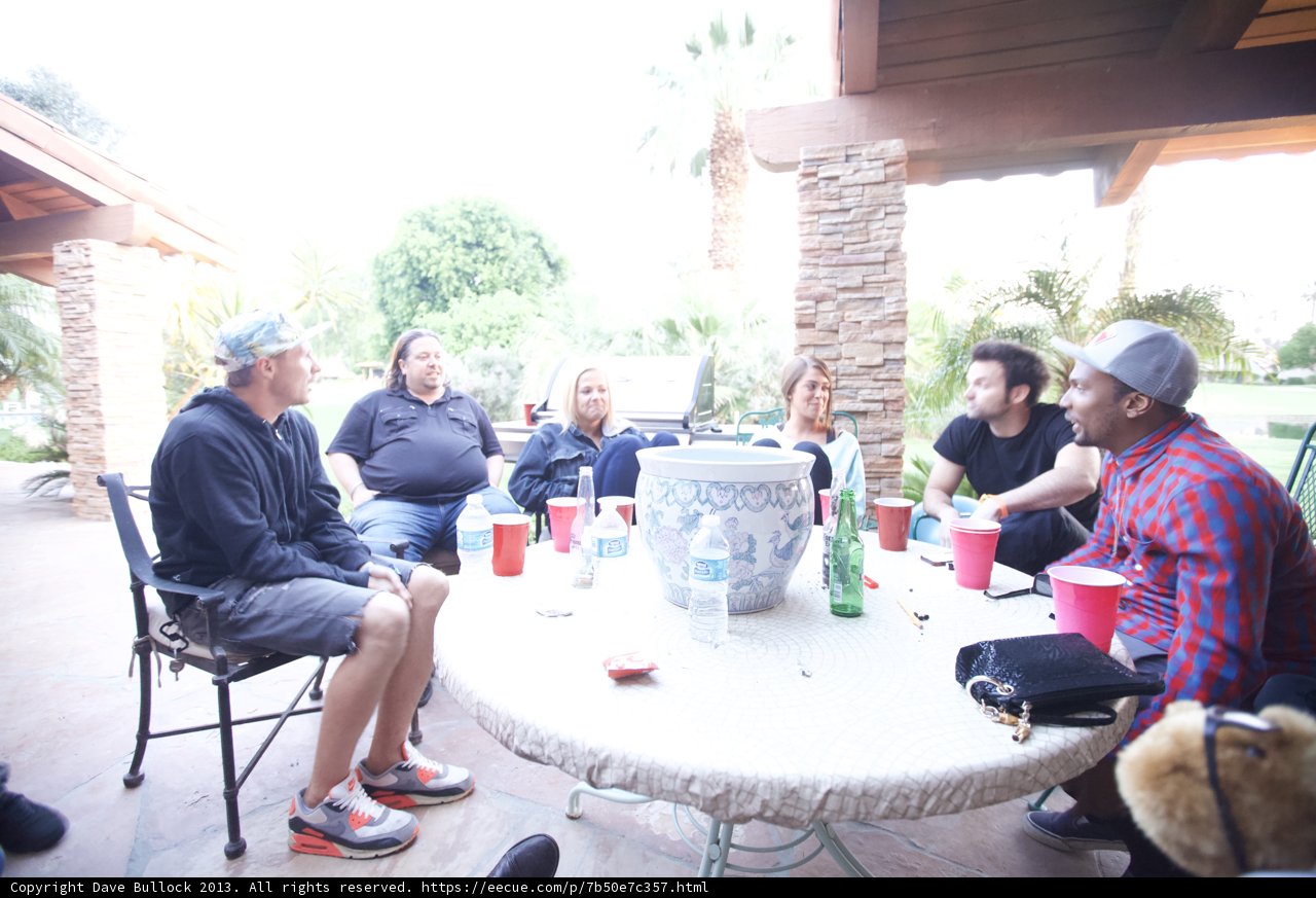 Patio gathering at Coachella
