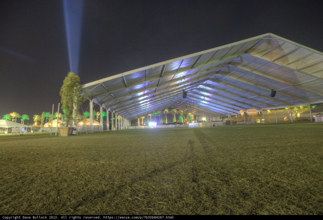 A Dazzling White Tent Against the Night Sky