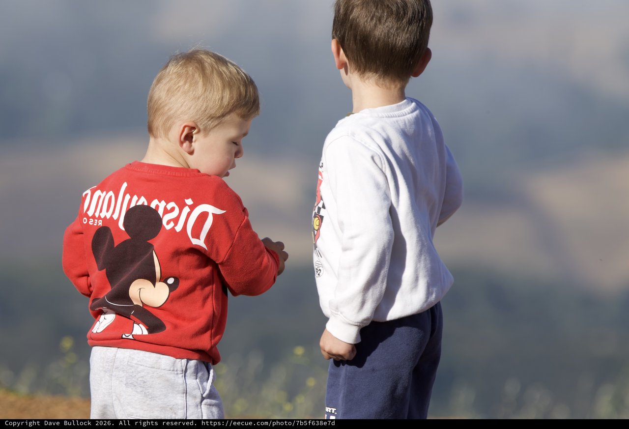Two Young Boys Share a Moment on Mt. Diablo