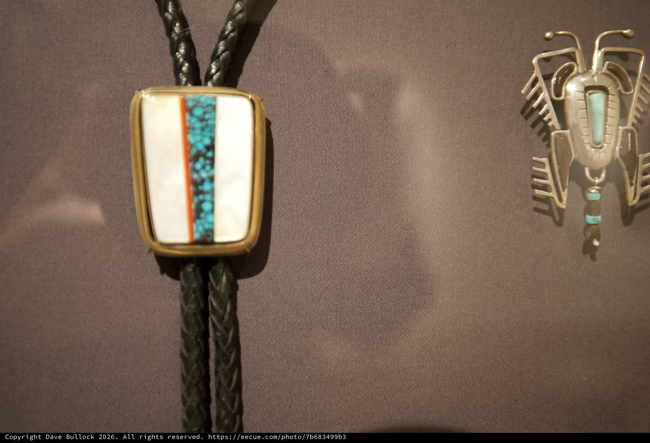 Southwestern Bolo Tie and Thunderbird Pin Display