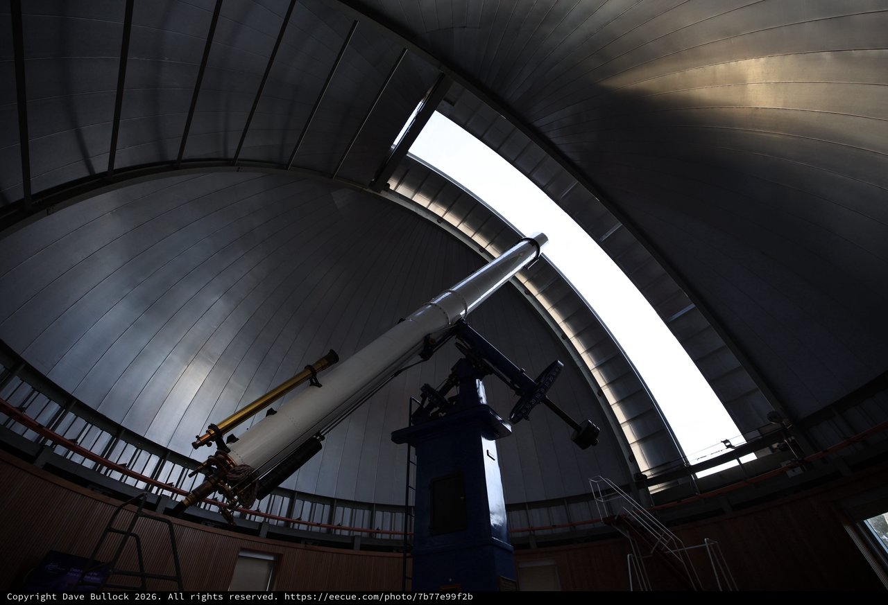 Telescope Observatory Interior with Dramatic Skylight