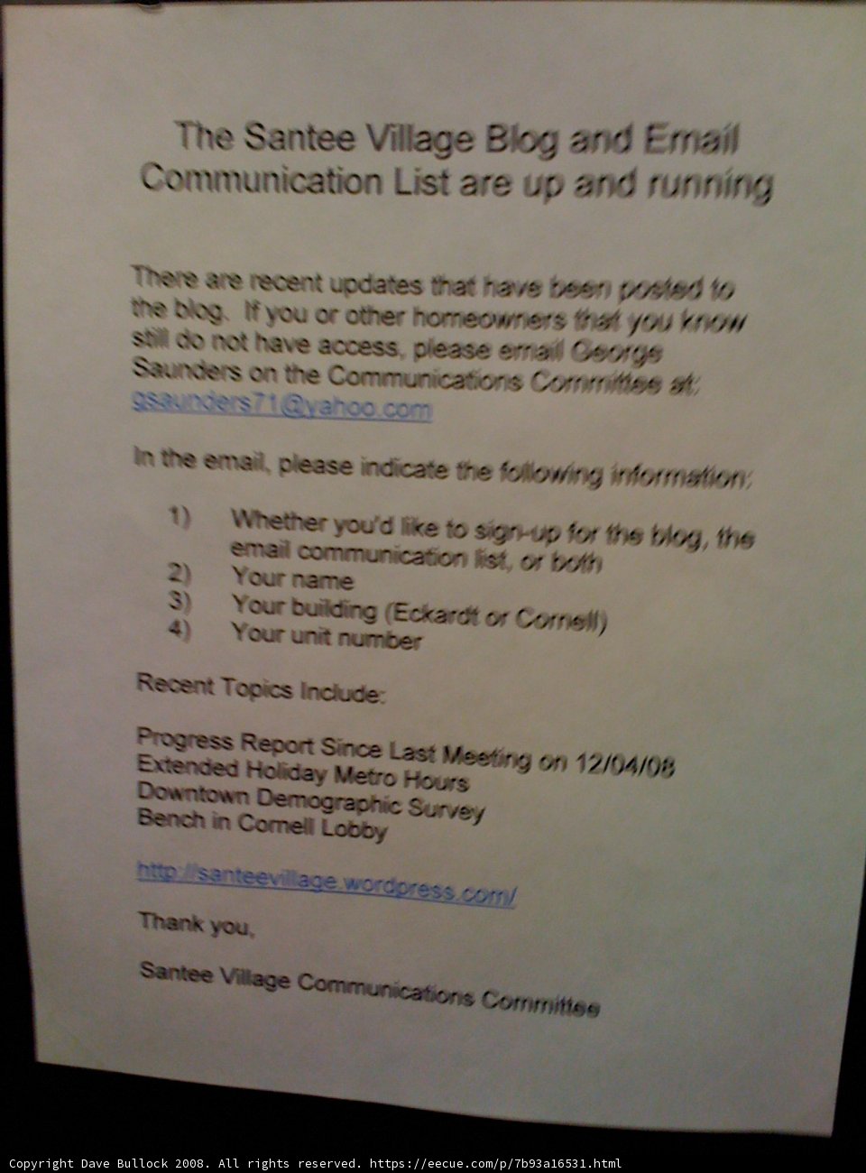 Santa Fe Village Blog and Email List