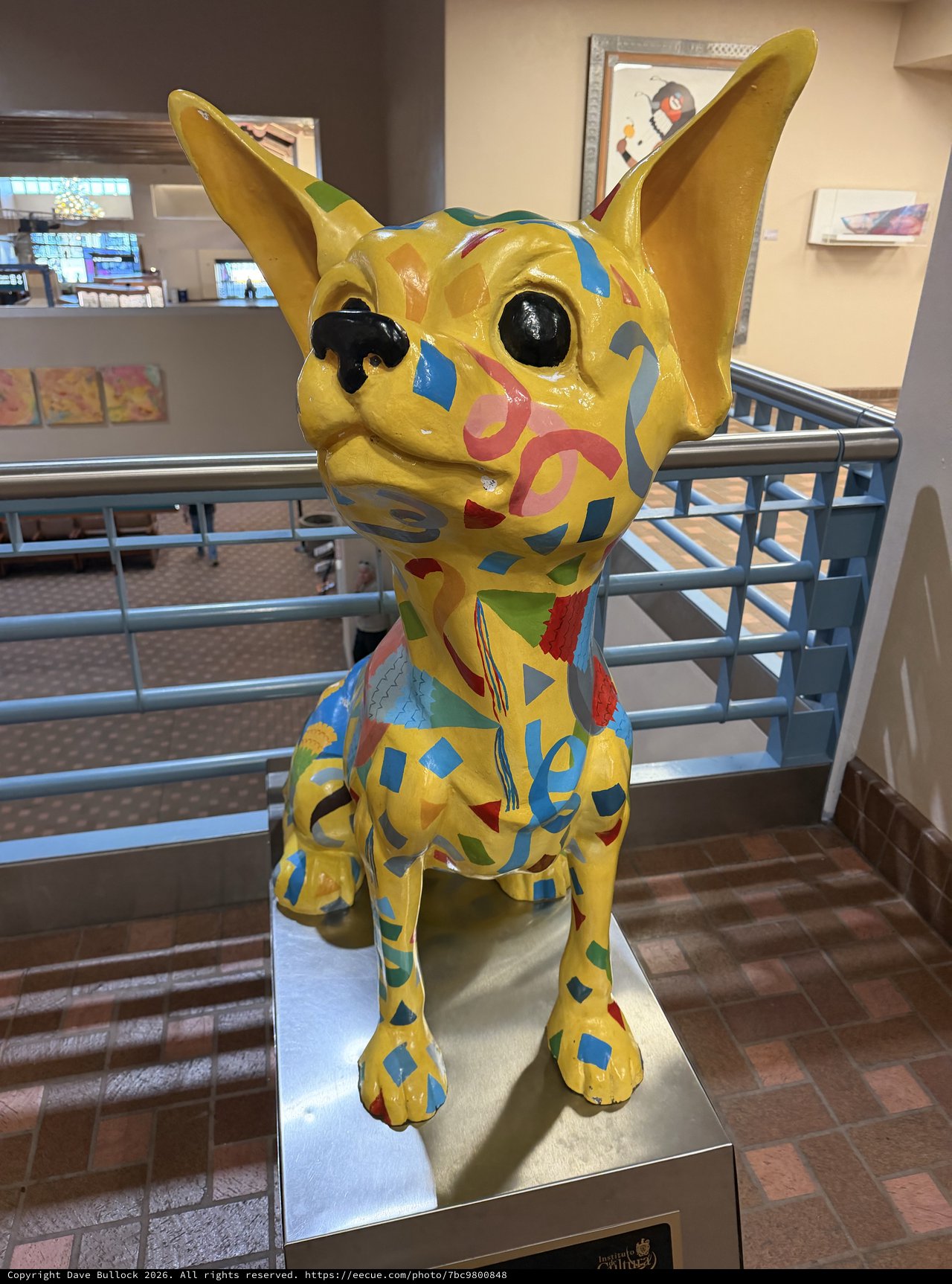 Colorful Abstract Chihuahua Sculpture in Museum Gallery