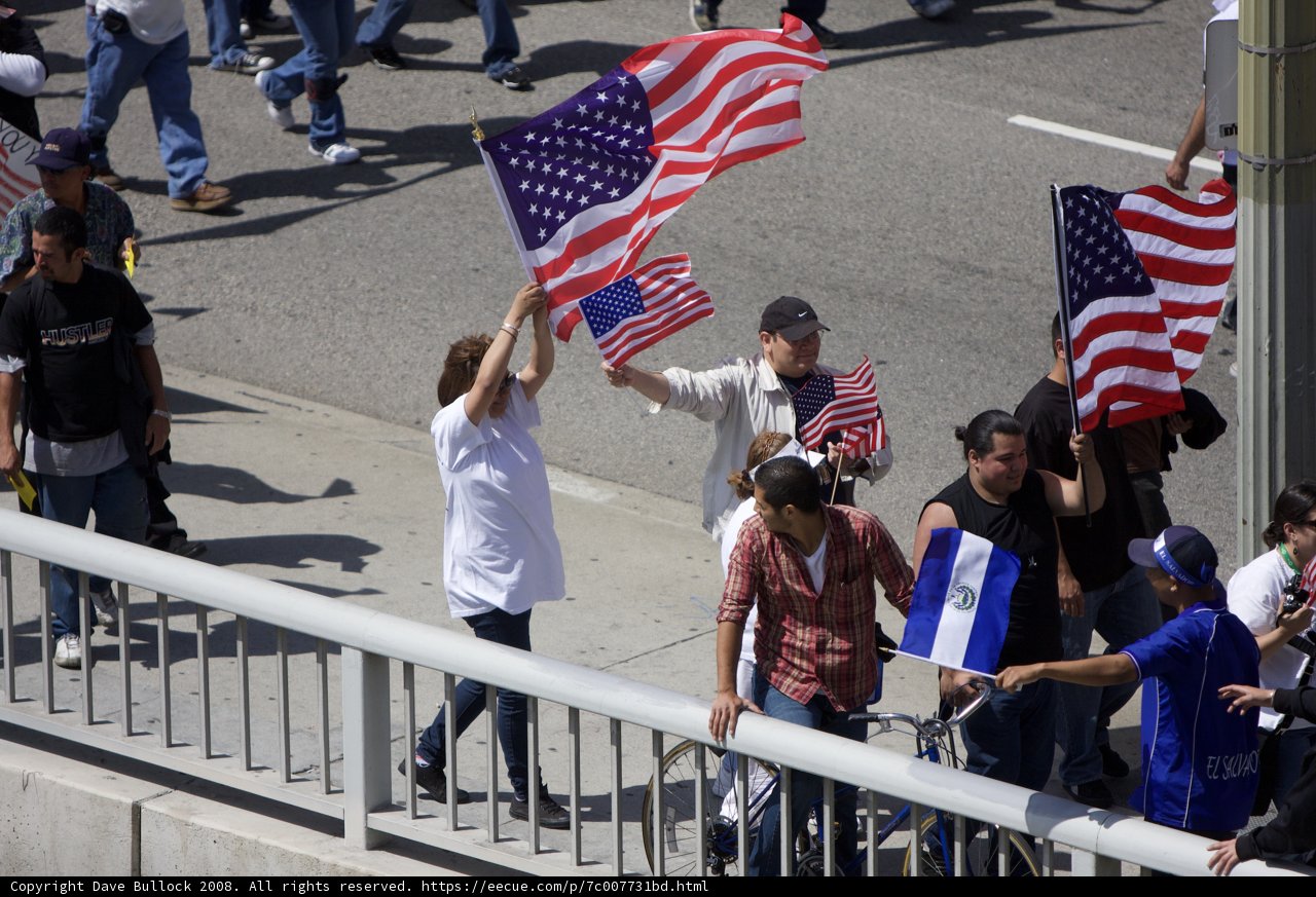Mayday Rally Group Holds American Flags