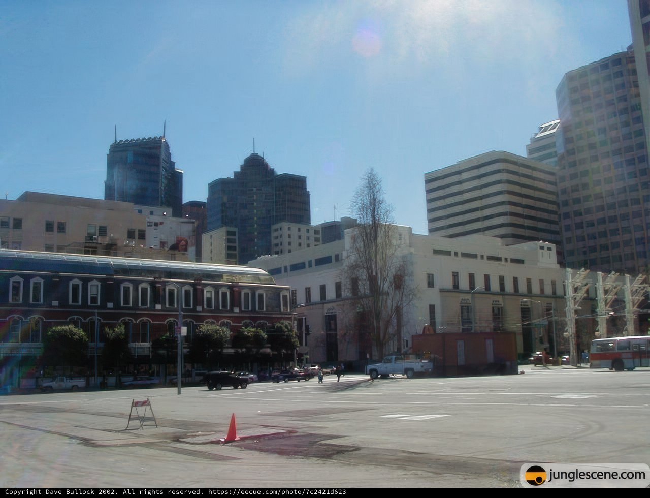 Urban Parking Lot with Office Building