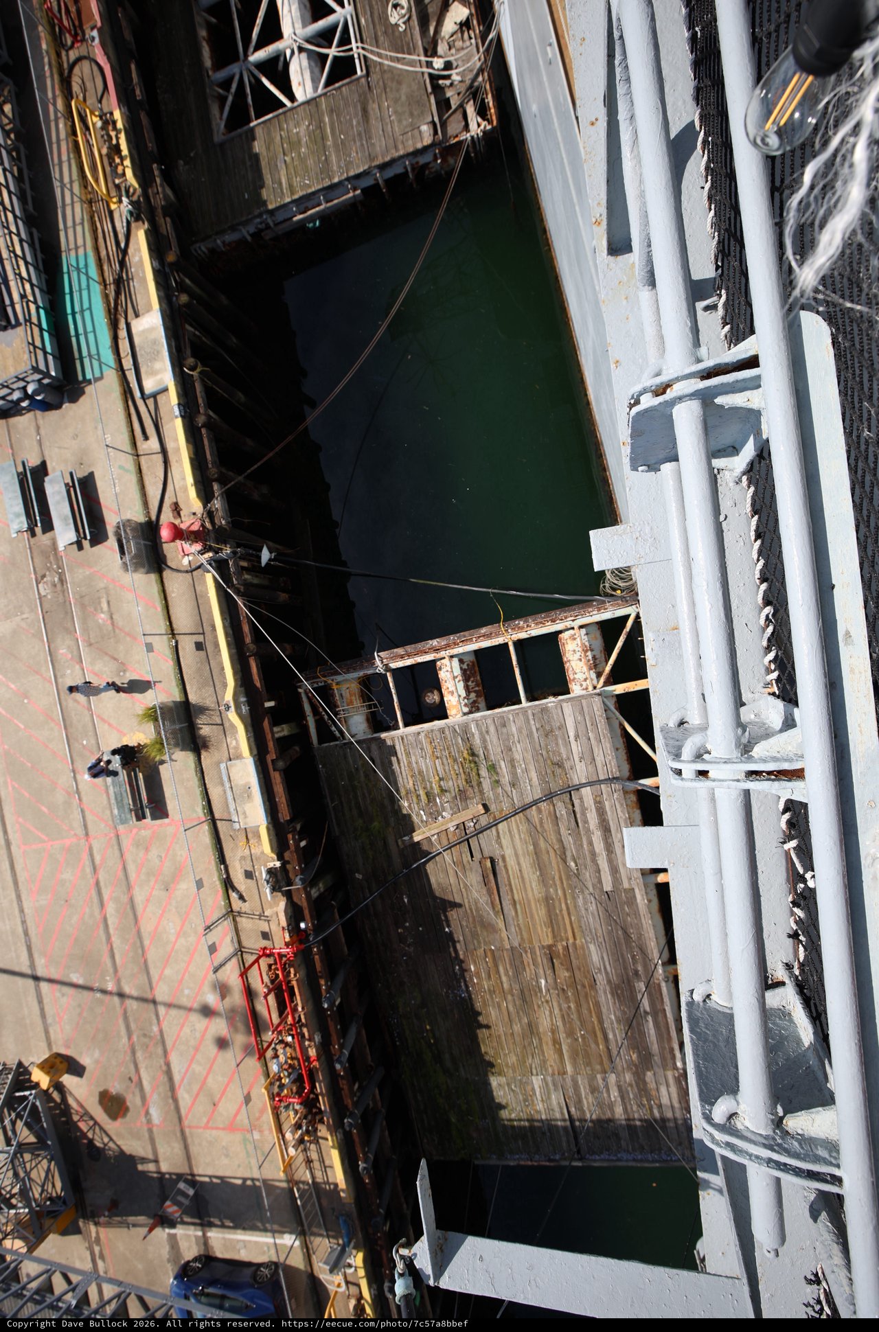 Aerial View of USS Hornet Aircraft Carrier Dock Area