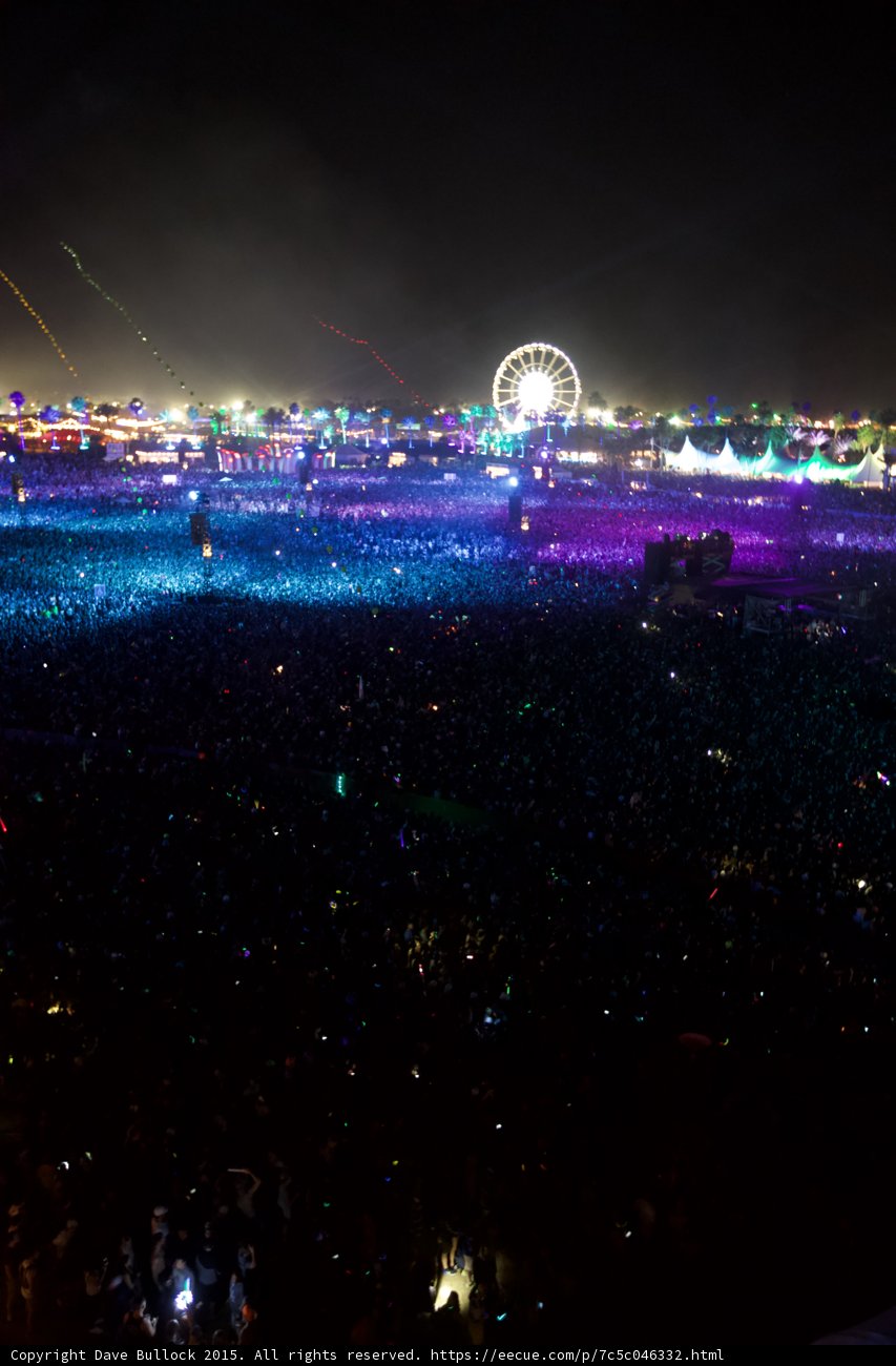 Night Lights and Crowd Excitement at Coachella