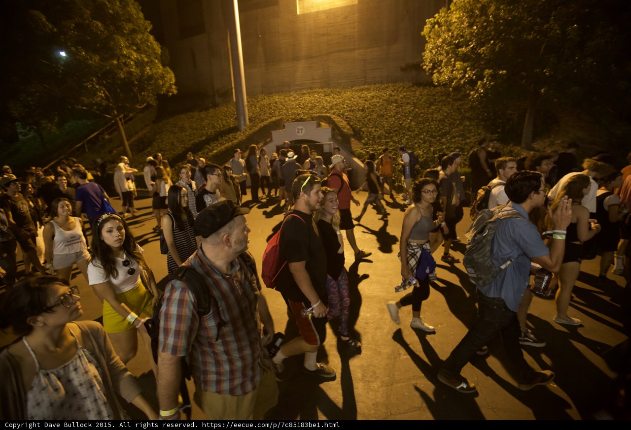 FYF Fest Festival Crowd Smiling Night Tunnel 27 Ivy Hill Yellow Shorts Plaid Shirt