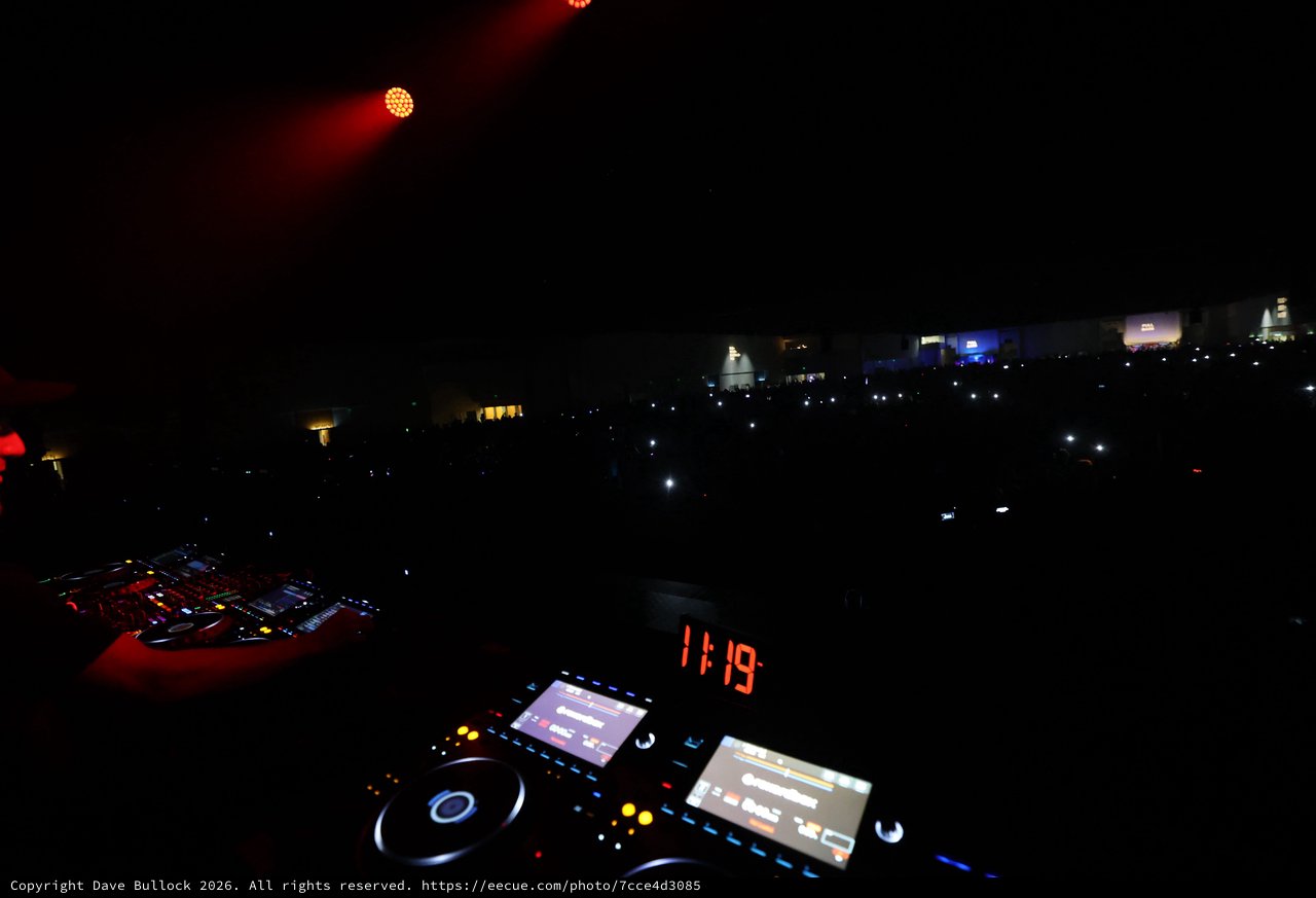 DJ Booth View Over Wobbleland Festival Crowd at Night