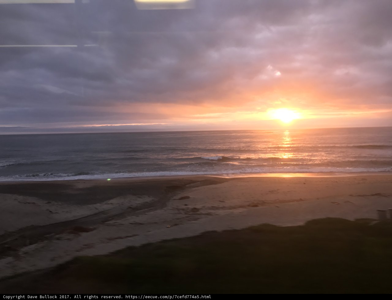 Sunset over the Ocean from a Train