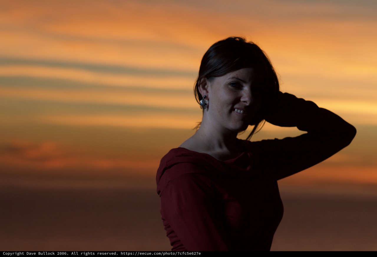 Silhouette Portrait Against a Fiery Sunset Sky