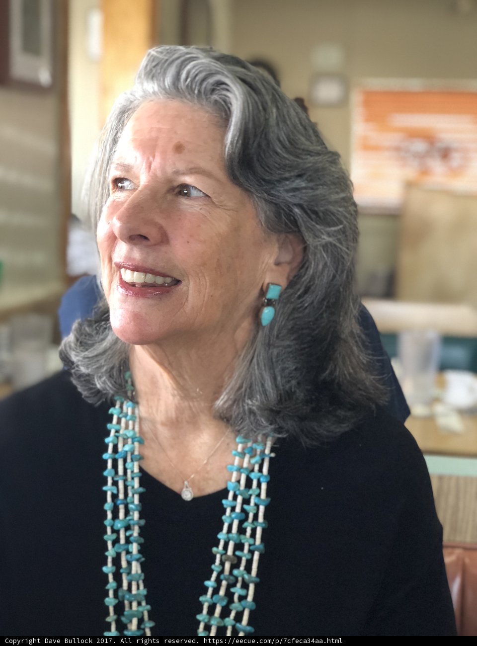 Gray Haired Woman with Beaded Necklace
