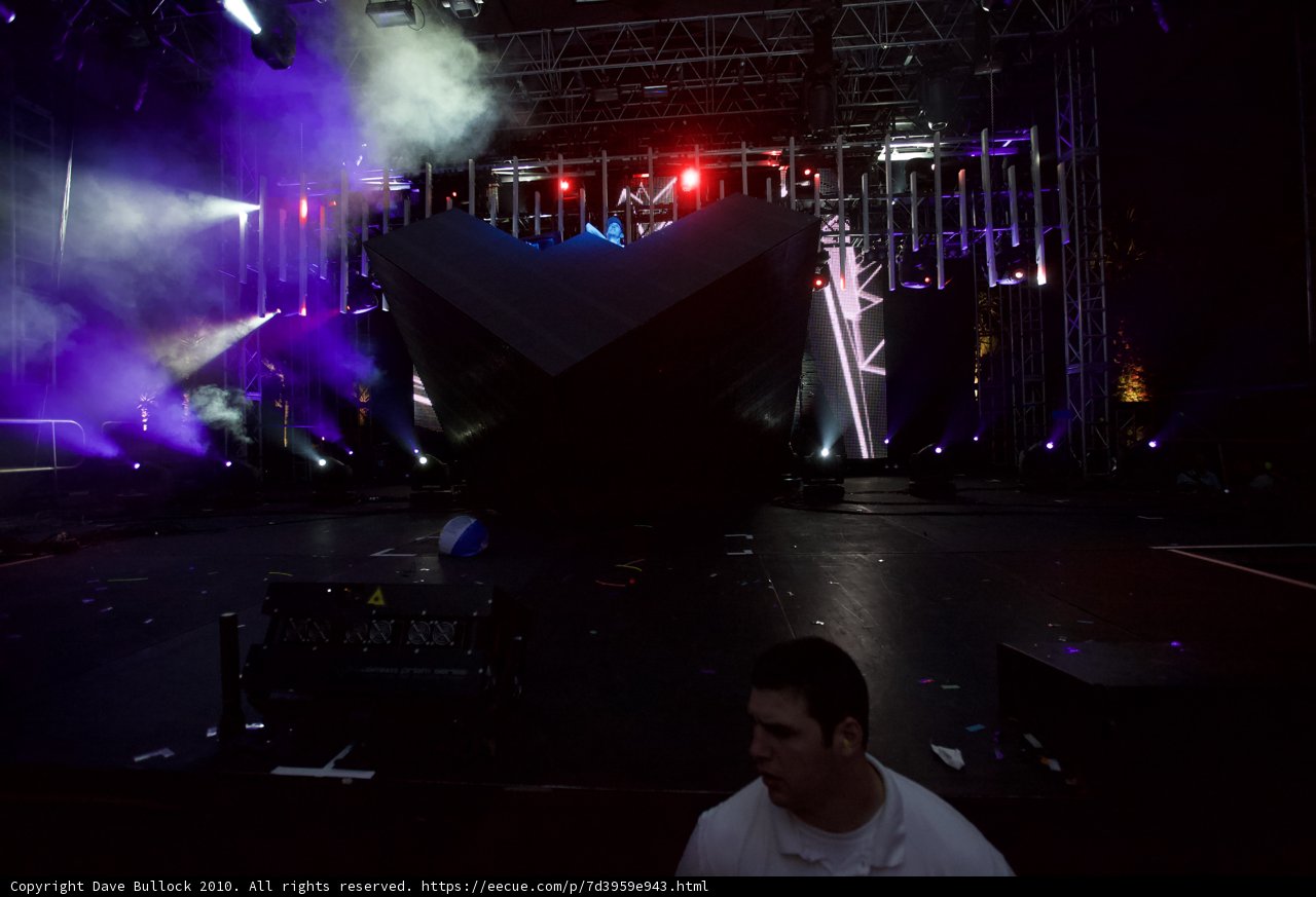 Purple and Blue Spotlight on the Rocking Stage