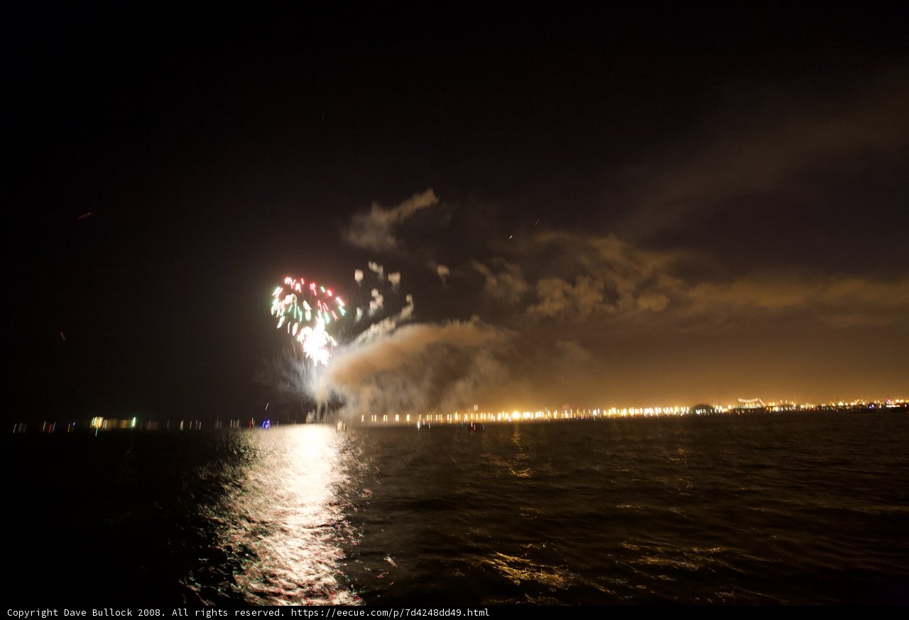 Fireworks Illuminating the Night Sky over the Water